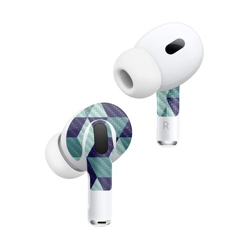 MightySkins Carbon Fiber (2 Pack) Skins Compatible with Apple AirPods Pro 2 - Geo Tile | Protective, Durable Textured Carbon Fiber Finish | Easy to Apply, Remove, and Change Styles | Made in The USA