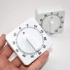 Kitchen Timer,60 Minutes Count Down Alarm Reminder Wind Up Mechanical Timer White Square Adjustable Egg Timers Manual Clock Timer for Cooking Baking Exercise