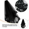 FRCOLOR Black Wedding Veil Long Lace Veils Embroidered Veil Wedding with Comb for Halloween,Party