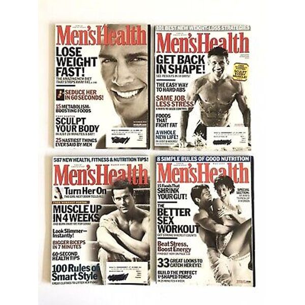 Lot of 4 MEN'S HEALTH Magazines Vintage 2002-2003 Weight Shape Muscles Workouts