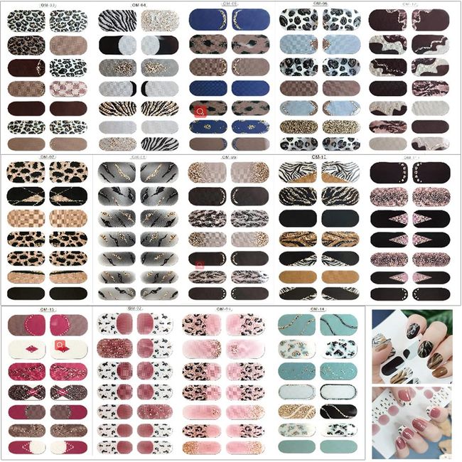 Mwoot 14 Sheets Nail Stickers, Nail Polish Strips Stickers Multi Color Shine Full Wraps Nail Art Adhesive Decals,Nail Art Designs for Women