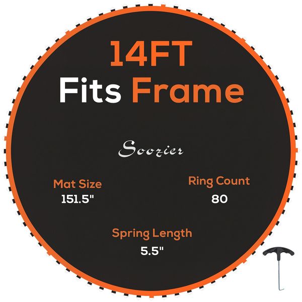 Soozier Trampoline Mat with 80 V-Hooks, Fits 14ft Trampoline, Orange