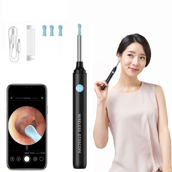 PYHO Smartphone Endoscope Earpick WIFI Connection Ear Endoscope 500W High Definition Smart Visible Camera Earpick, White, 1pc