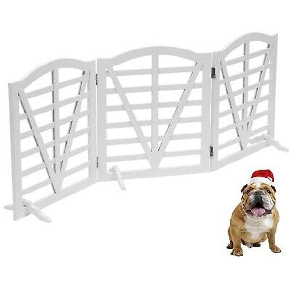 Wooden Dog Gate Freestanding Pet Gate Foldable Pet Gate for Dogs,Dog Gate for...