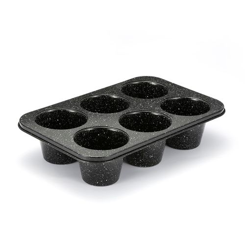 Monfish Jumbo Deep muffin pan 6 Cup black granite finish extra large cupcake tin carbon steel baking pan