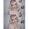 Eileen Short Gold Wig Harajuku Style GAL Heat Resistant Natural Fluffy Curly Perm Medium Wig Curly Hair Small Face Effect With Net