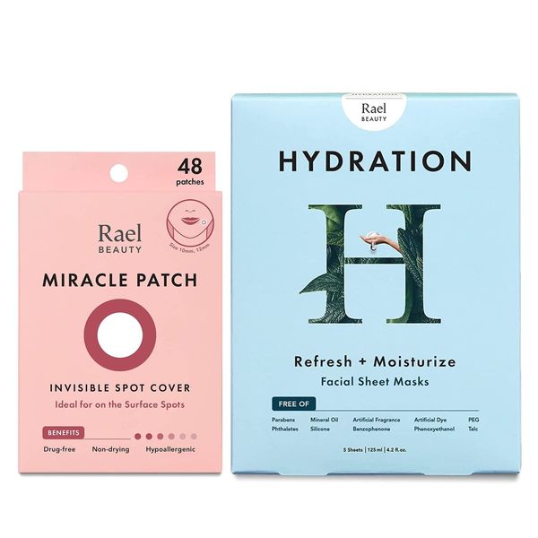 Rael Hydration Sheet Mask 1 Pack & Acne Pimple Patch 48 Count