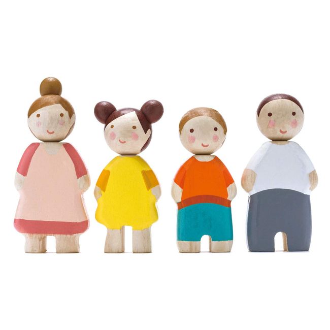 Tender Leaf Toys - The Leaf Family - Happy Wooden Family Dolls Playset Figures of 4 People for Children Kids Pretend Play Doll House