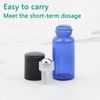 Rowiz 35PCS 3ml Colorful Glass Roll on Bottles with Stainless Steel Roller Balls and Black Screwcap (Blue)
