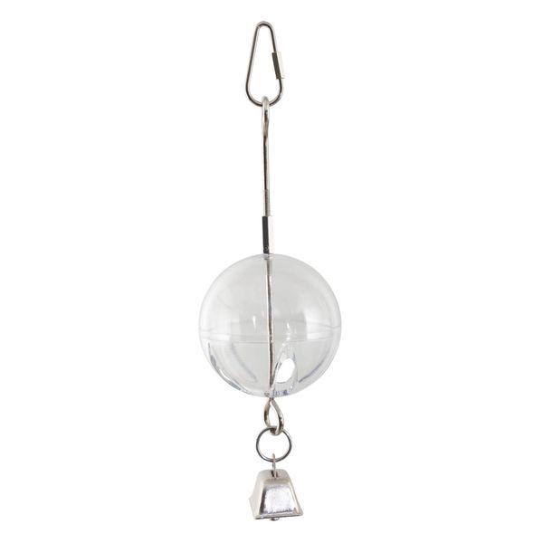 Featherland Paradise | Creative Foraging Systems Hanging Foraging Sphere & Kabob with Stainless Steel Bell, Interactive Bird Treat Toy