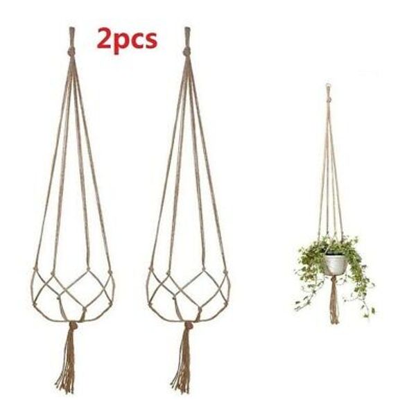 2pcs Macrame Plant Hanger Flower Pot Hanging Baskets Plant Holder Home Decor