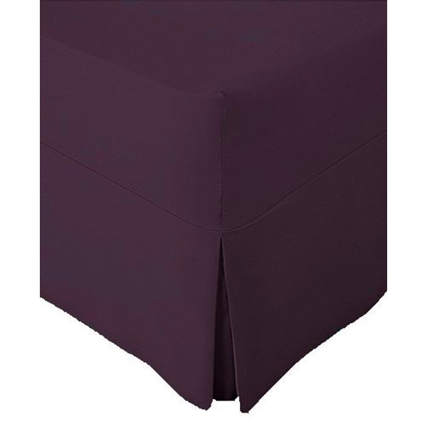 R&Z Extra Deep Non Iron Percale 180 Thread Count Fitted Valance Sheet Pleated (Plum, Double)