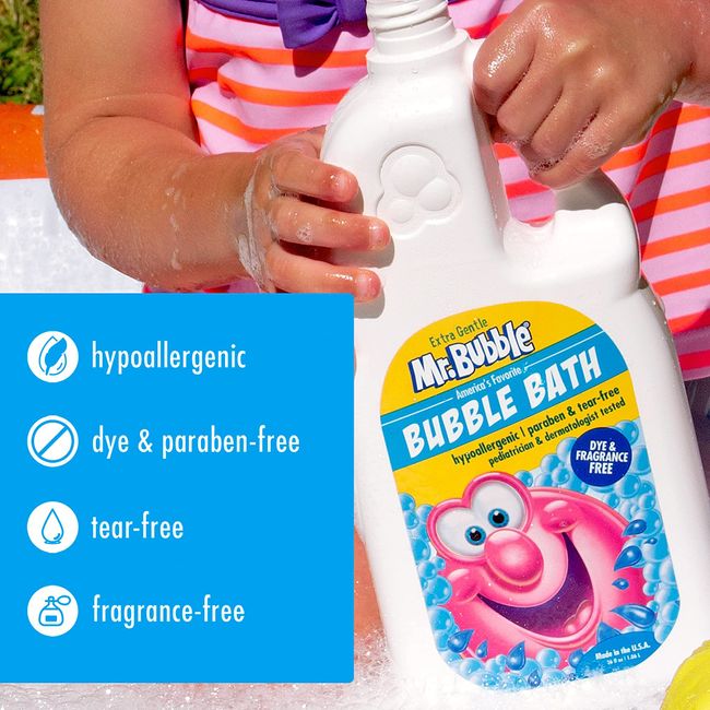  Mr. Bubble Original Bubble Bath - Hypoallergenic, Tear Free  Bubble Bath Solution Makes Big Long Lasting Bubbles for Kids, Toddlers and  Adults (Pack of 2 Bottles, 36 fl oz Each) : Baby