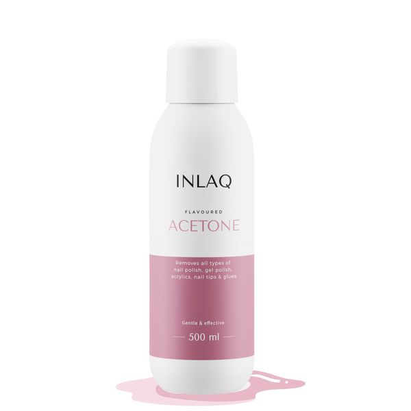 INLAQ® Acetone Nail Polish Remover 500 ml bottle - UV Gel Polish Remover Acetone - UV LED Nail Polish Cleaner