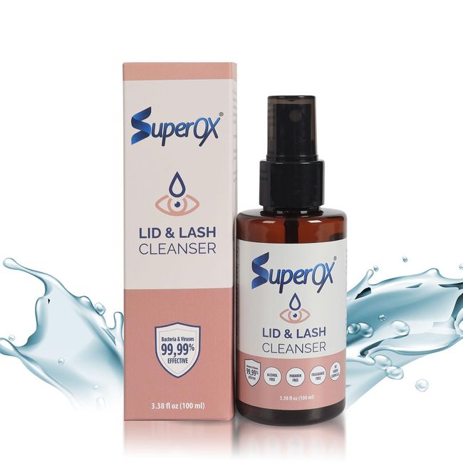 Superox Augenlid- und Wimpernreiniger, schnelle Linderung von Reizungen, Styes und Blepharitis, sanftes hypochloriges Säurespray, 100 ml