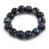 Avalaya 15mm Blue/White Round Ceramic Bead Flex Bracelet - Size S/M