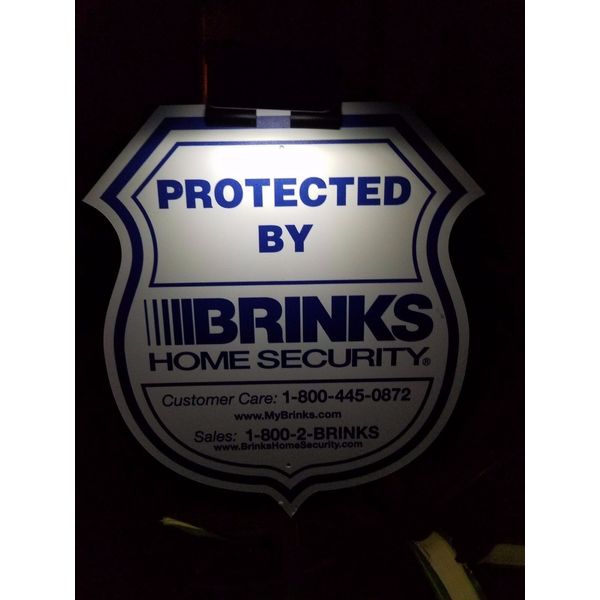 NEW BRINKS Security Yard Sign + 4 Window Decals & Clip On SOLAR Light