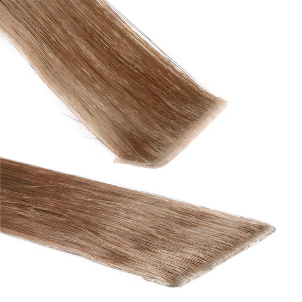 hair2heart Invisible Tape Extensions Echthaar Premium - 10 Tapes 50cm 8/01 hellblond natur-asch