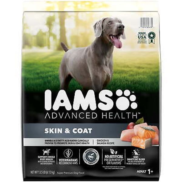 Iams Advanced Health Skin Coat Chicken and Salmon Recipe Dog Food 13.5 Lb Bag