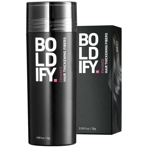 BOLDIFY Hair Fibres for Thinning Hair (DARK GREY) - 28g Bottle - Undetectable & Natural Hair Filler Instantly Conceals Hair Loss - Hair Powder Thickener, Topper for Fine Hair for Women & Men