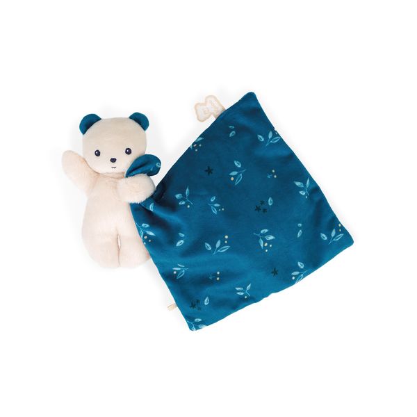 Kaloo - Carré Douceur - Night Owl Bear Comforter - Square: 7.1" x 7.1" / 18 x 18 cm - Babies’ Soft Toy - Ultra-Soft Materials - Gift Box - K972004