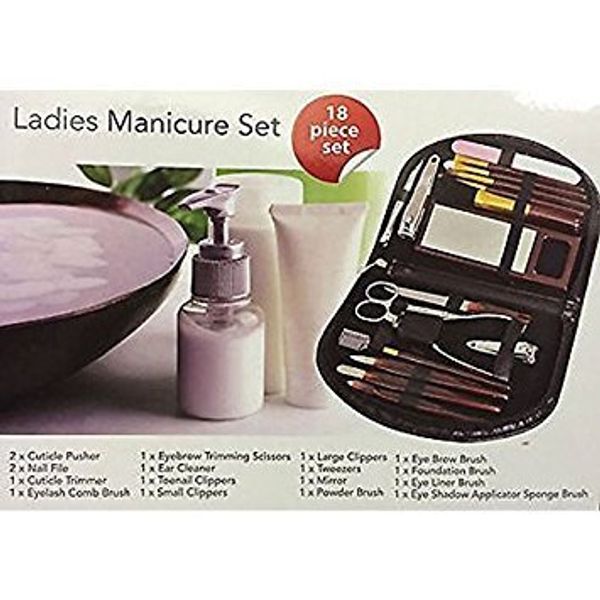 Ladies 18 piece Stainless Steel manicure set. In zipped travel pouch Gift boxed packaging