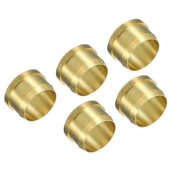 PATIKIL 12mm Tube OD Brass Compression Sleeves Ferrules 5 Pack Brass Compression Fitting Assortment Kit