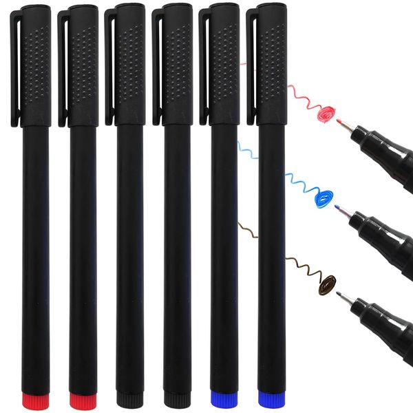 ZiSyouMa Dry Erase Markers, 0.5mm, Extra Fine Point, 6 Pack, Black, Blue, Red, Enough Ink Volume, 132.4 ft (400 m), Fine Point, Erasable, Suitable for Monitor Memo Boards, Notebook Whiteboards,