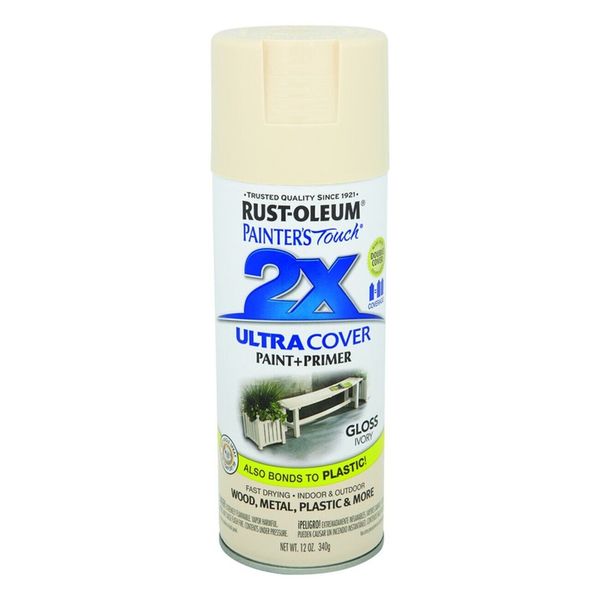 Rust-Oleum 249110 Painters Touch Gloss Ivory Spray Paint 12 oz. (Pack of 6)