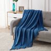 BOURINA Textured Solid Soft Sofa Throw Couch Cover Knitted Decorative Blanket,Royal Blue, 152x203cm