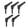 sourcing map M8 x 32mm Handle Adjustable Clamping Lever Thread Push Button Ratchet Male Threaded Stud Knobs Locking Rotating Screw Handles Quick Release Bolt Black 5pcs