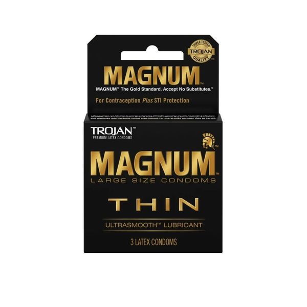 Trojan Magnum Thin Large Ultrasmooth Lubricated Latex Condoms - 3 Pack