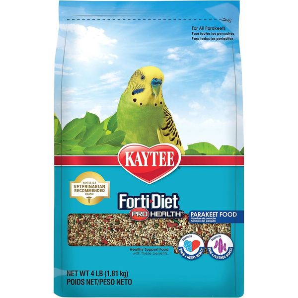 Kaytee Forti-Diet Pro Health Parakeet Pet Bird Food, 4 Pound Bird Seed Mix