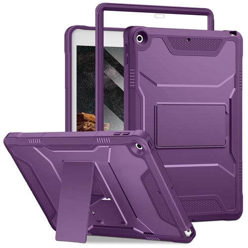 DTTO for iPad 9th/8th/7th Generation 10.2 Inch Case 2021/2020/2019, Built-in Screen Protector, Durable Shockproof Full Body Protective Cover with Kickstand for iPad 10.2", Dark Purple