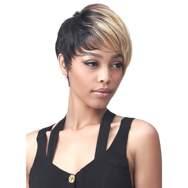 Bobbiboss Short Cut Wigs with Bangs - M638, Short Layered Cut Wigs for Women, Short Cut Dark Brown Wigs with Heat Resistant wigs (2, Dark Brown)