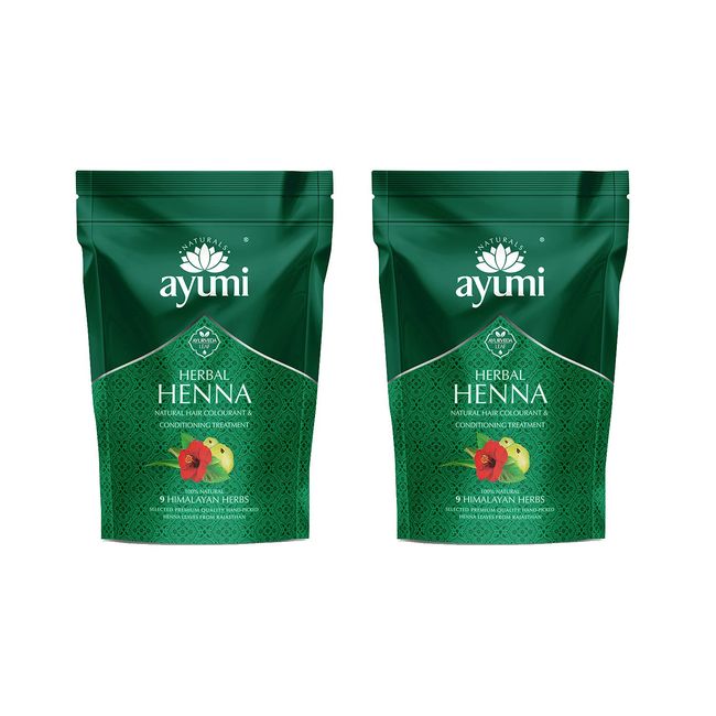 Ayumi Herbal Henna, Natural Herb Powder Which Soothes the Scalp, Blended With 9 Himalayan Herbs Which Nourish & Condition the Hair - 2 x 150g