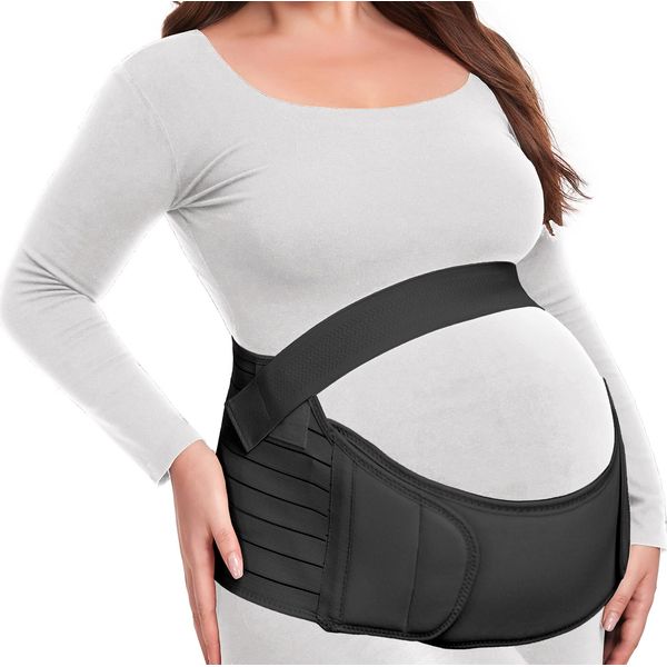 Pregnancy Belly Support Band Maternity Belt Back Support Belly Bands for Pregnant Women Lightweight Belly Band Back Brace Pregnancy Belly Support Pregnancy Must Haves for Pregnant Women,Black,Large