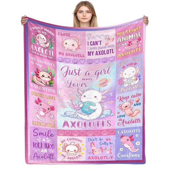 Axolotl Gifts, Axolotl Blanket, Axolotl Stuff, Gifts for Axolotl Lovers, Axolotl Gifts for Girls Women, Just A Girl Who Loves Axolotles for Birthday Christmas Soft Throw Blanket 40"x50"