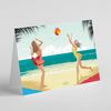 Playing beach ball on a summer's day birthday card