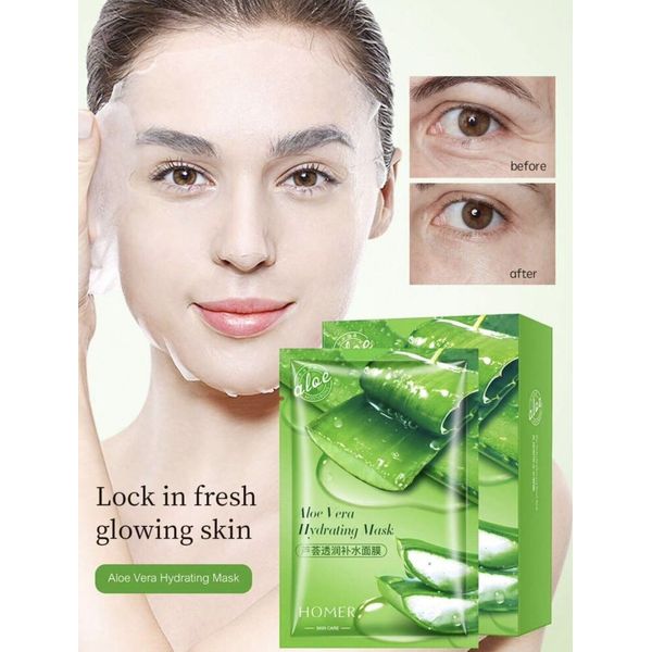 10pcs Hydrating Face Mask, Aloe Vera Facial Skincare Sheet Moisturizing Sheet