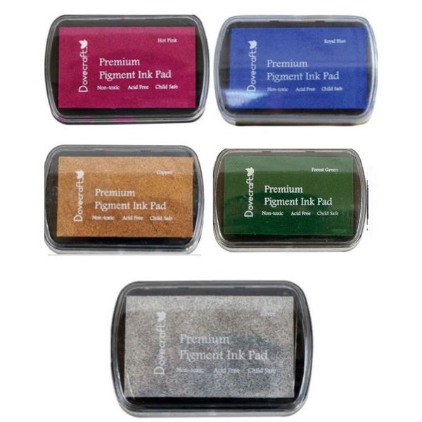 Dovecraft Set of 5 PIGMENT INK PADS Rubber stamping MODERN CHRISTMAS Colours