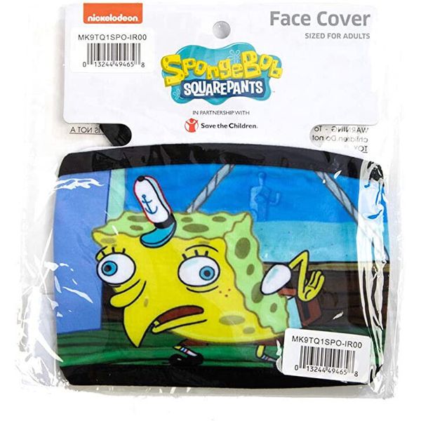 Face Mask Cover-SpongeBob SPants-Adjustable-Cloth-Washable-Licensed-New In Pack