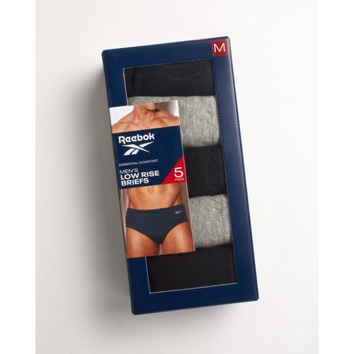 Reebok Men's Underwear - Low Rise Briefs with Contour Pouch (5 Pack), Size Medium, Black/Grey