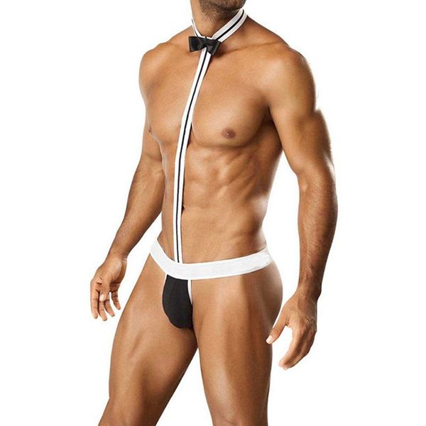 MX Men's Mankini Beach Swimwear Suspender Thong Waiter Borat Underwear & G-Strings & Thongs (Black)