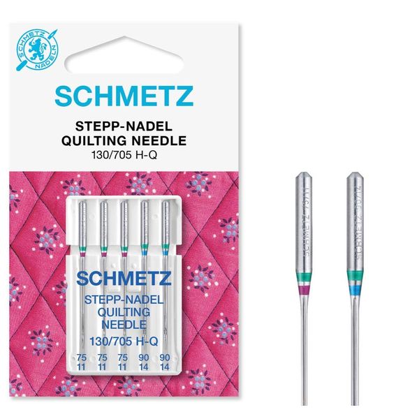 SCHMETZ Domestic Sewing Machine Needles | 5 Quilting Needles | 130/705 H-Q | Needle Size 3x75/11 and 2x90/14 | Suitable for Patchwork and Quilting | for on All Conventional Household Sewing