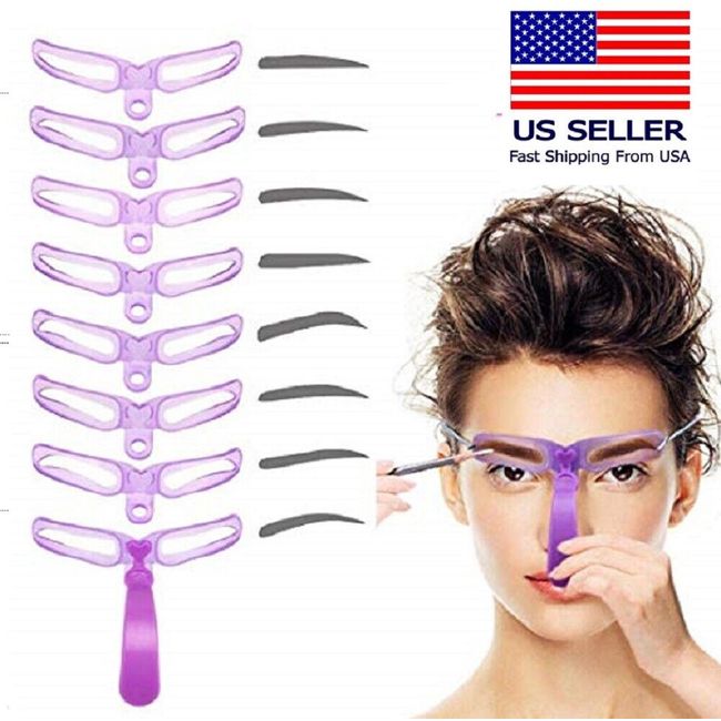 8 Styles Eyebrow Shaping Stencils Kit - Grooming Shaper Template Makeup Tools