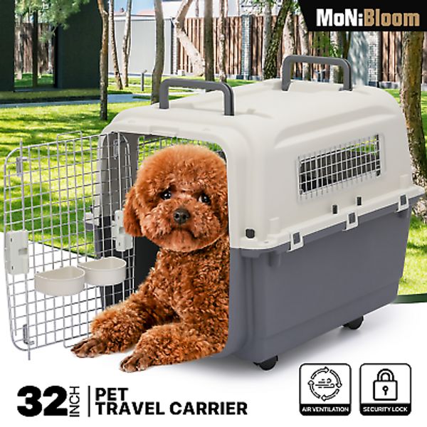 32" Pet Travel Carrier Cat Dog Kennel Small Animal Transport Crate Up to 40 lbs