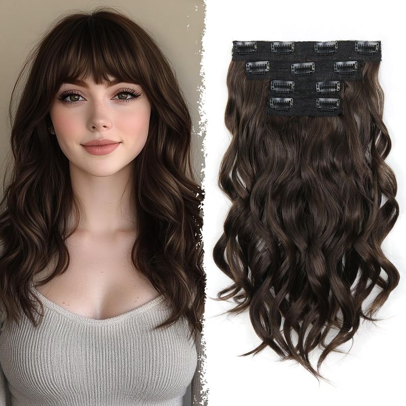 Clip in Hair Extensions - 14 Inch Wavy Synthetic Hair Extensions Clip ...