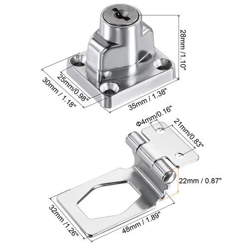 uxcell Hasprolock Similar Key 90 Degree Chrome Plated Twist Knob Silver for Cabinet Door Drawer 48x32x22mm