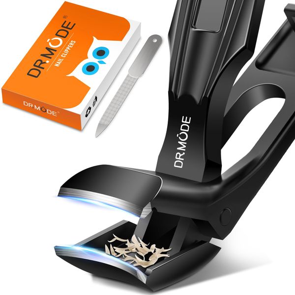 Angled Head Toenail Clippers for Thick Nails, DRMODE Upgrade Large Toe Nail Clippers for Seniors Men with Wide Jaw Opening, Sharp Heavy Duty Nail Clipper Cutter with Catcher